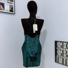 Sleeveless Sequined Backless Dress