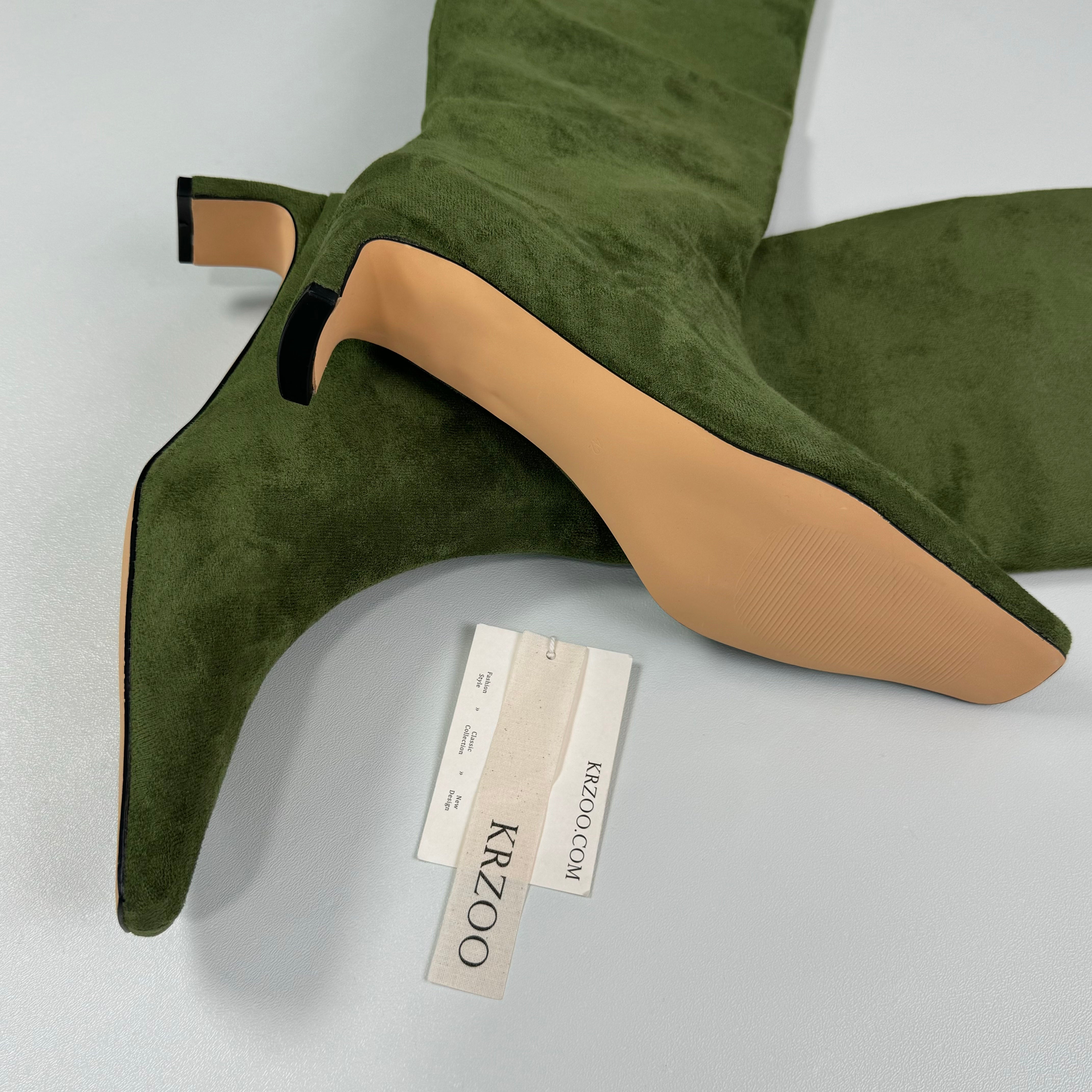 Round-toe low-heeled high boots