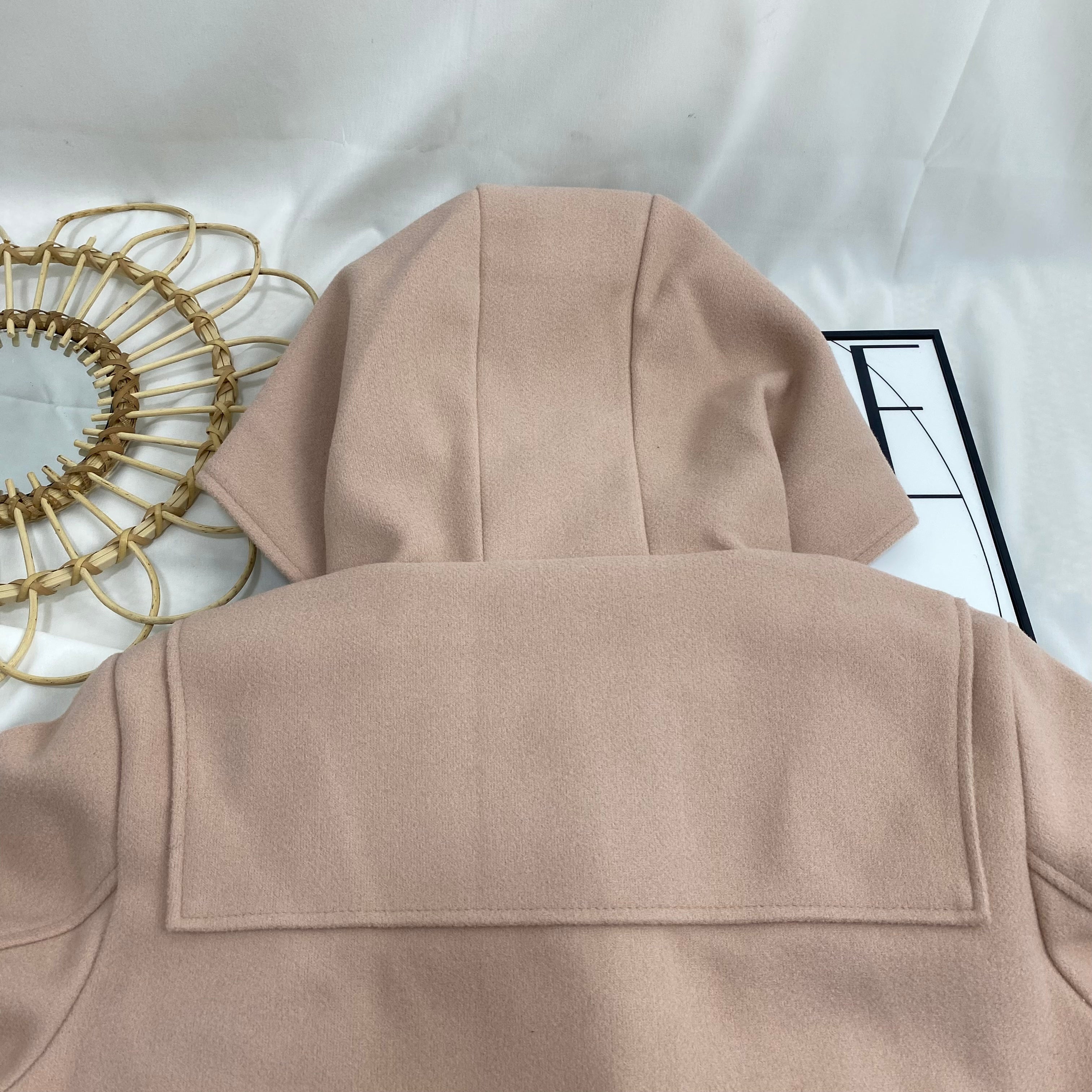 Solid Color Double Wooden Button Jacket