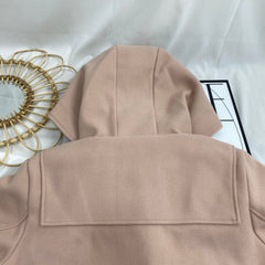 Solid Color Double Wooden Button Jacket
