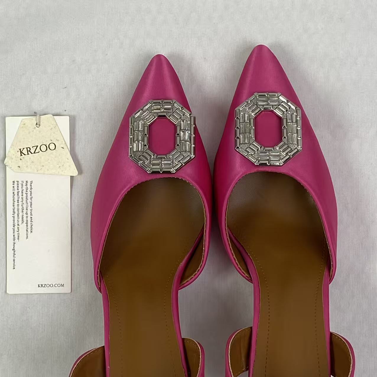 Waterdrop square buckle silk satin high heels