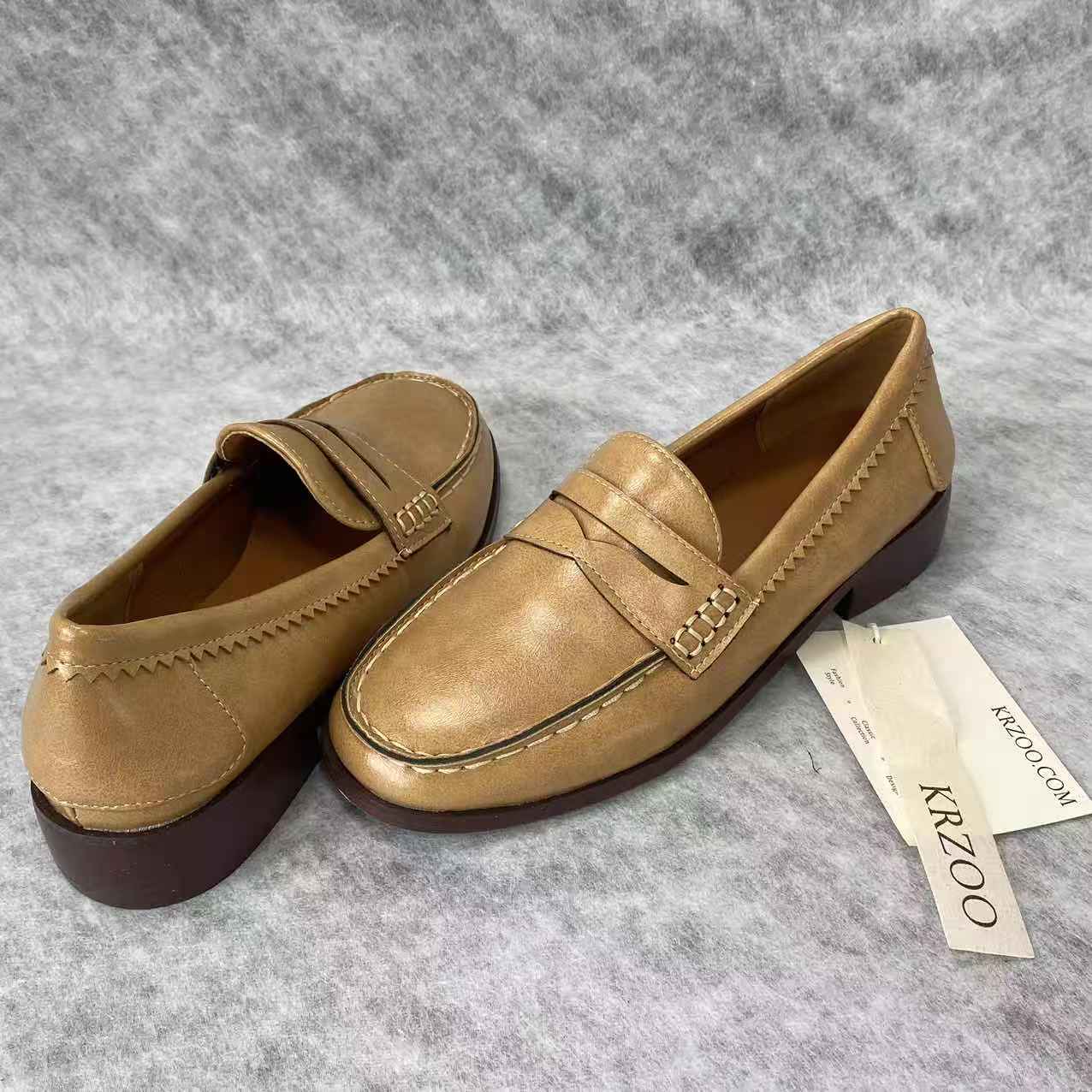 Brown thick-soled business shoes