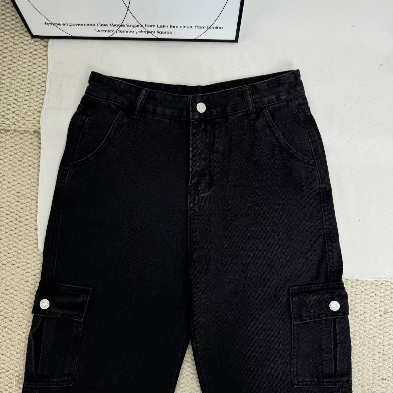 Stacked Straight-Leg Cargo Pants