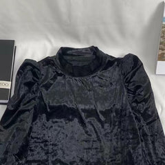 Velvet Dress With Puff Sleeves