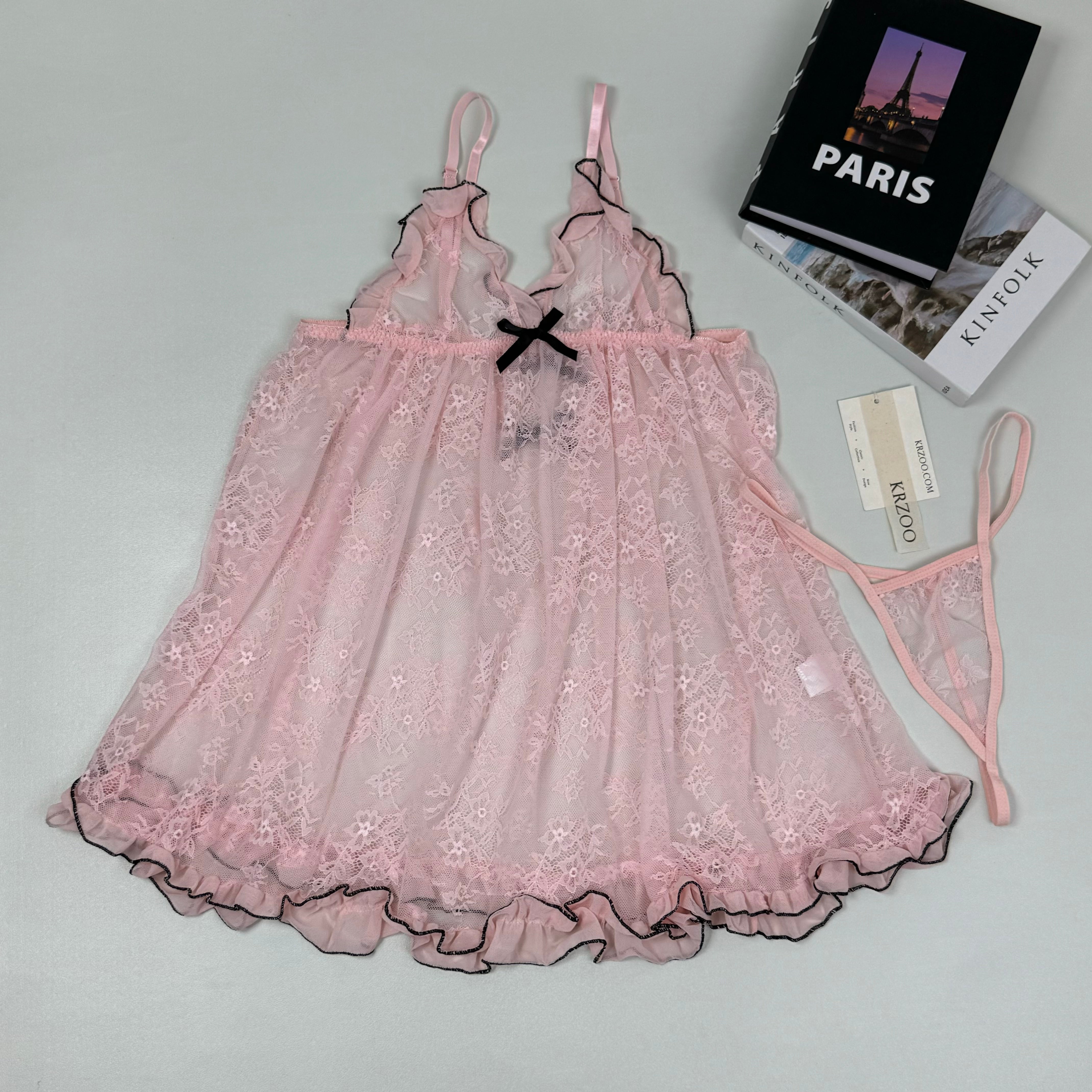 Net fabric nightgown set