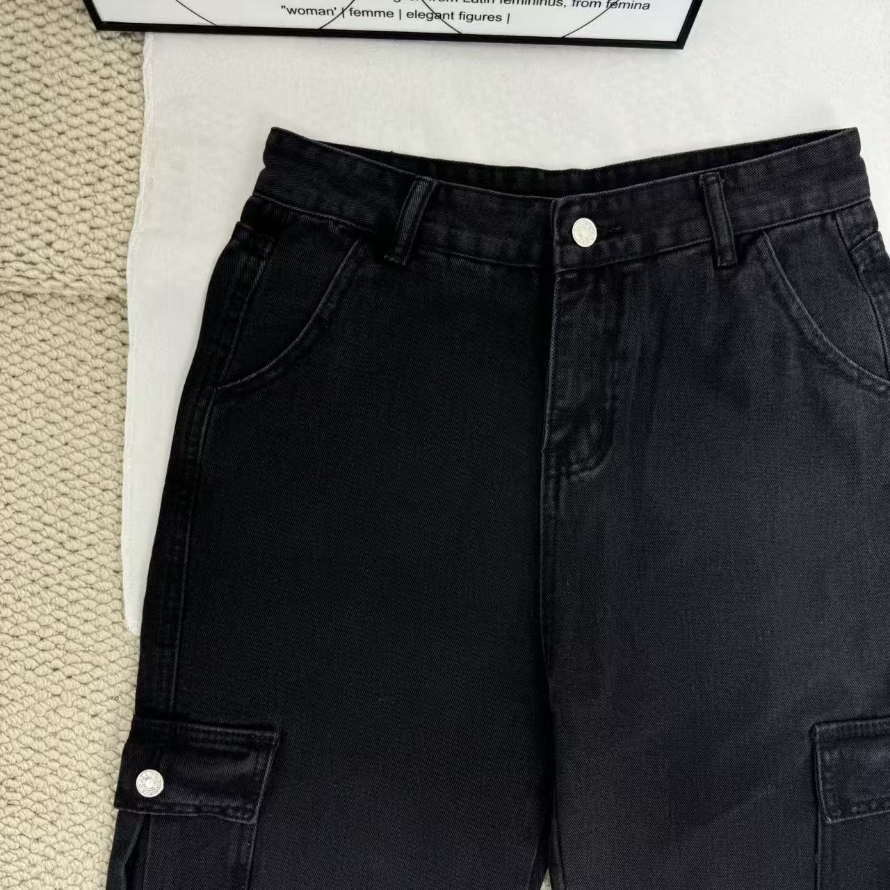 Stacked Straight-Leg Cargo Pants