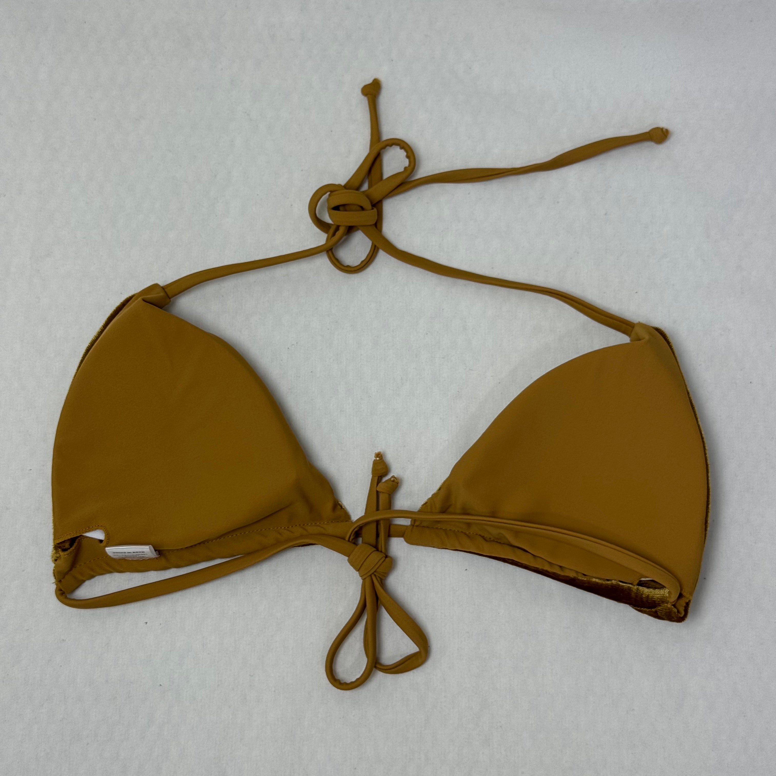 Gold velvet three-piece split bikini