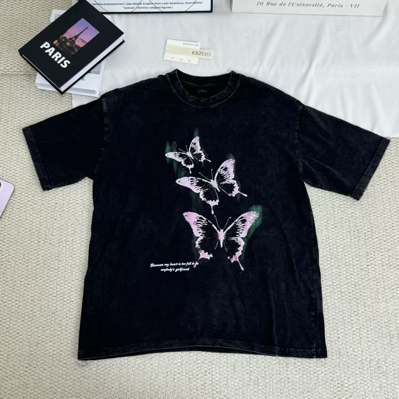 Butterfly Washed Distressed Vintage T-shirt