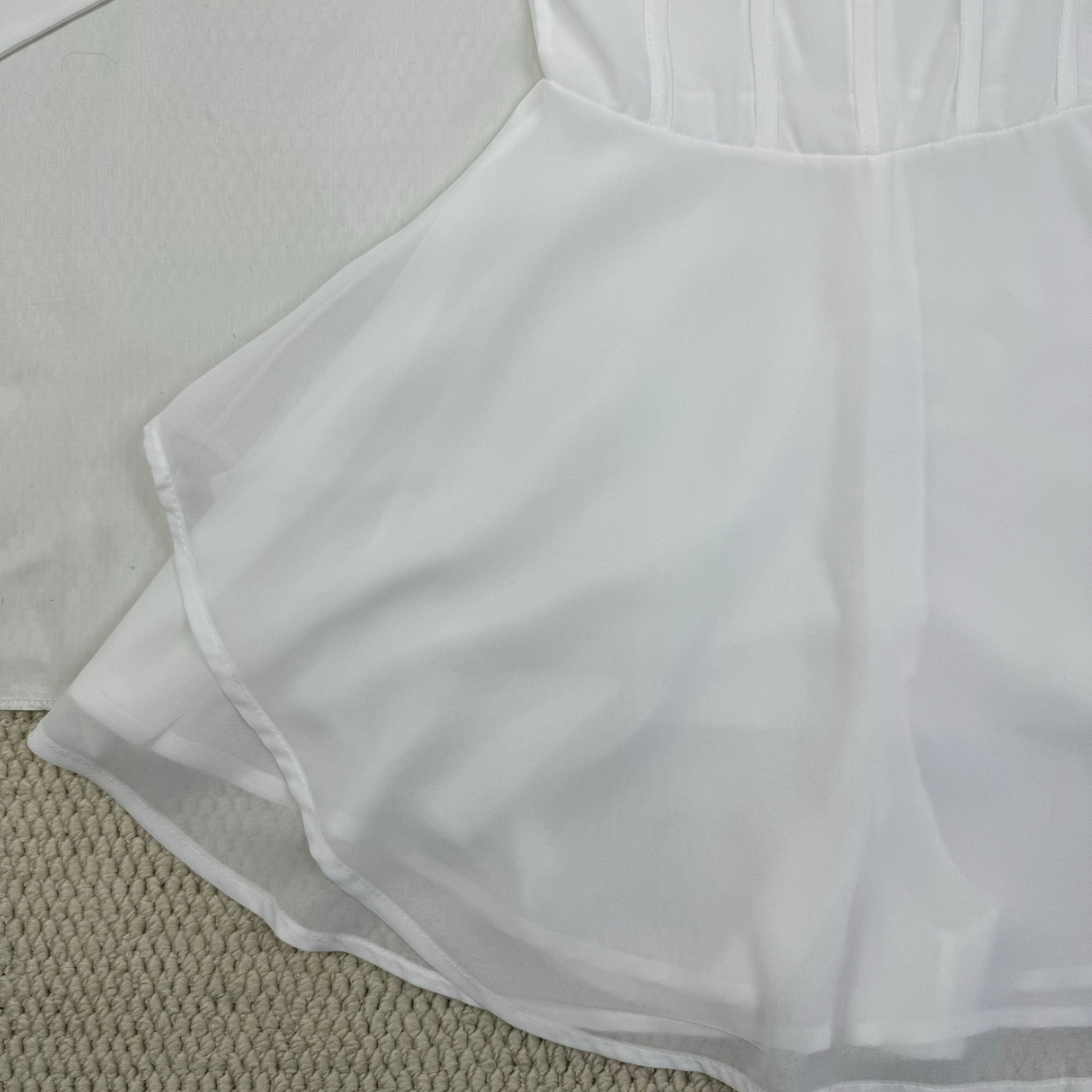 Long-sleeved chiffon A-line short skirt