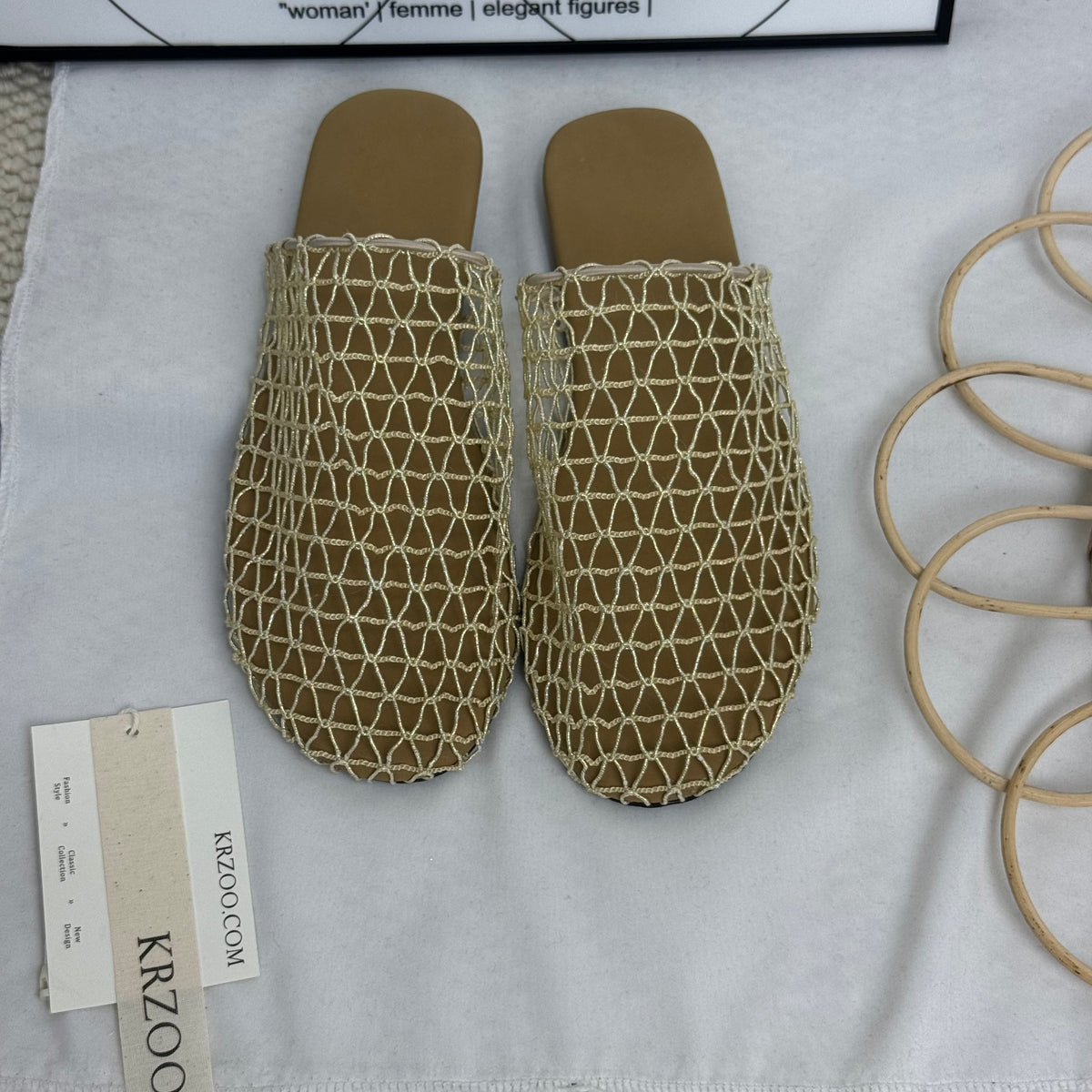 Woven mesh soft-soled slippers
