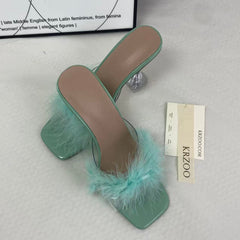 Square-toe one-piece slip-on slippers