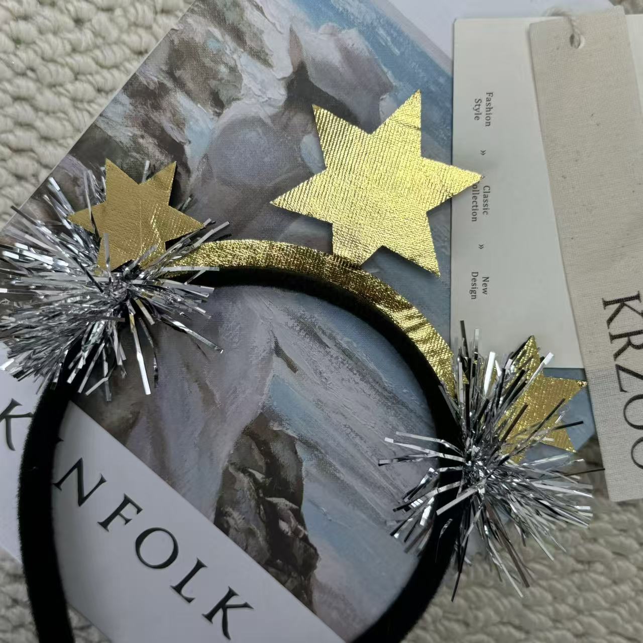 New Year's Eve colored ribbon star headband