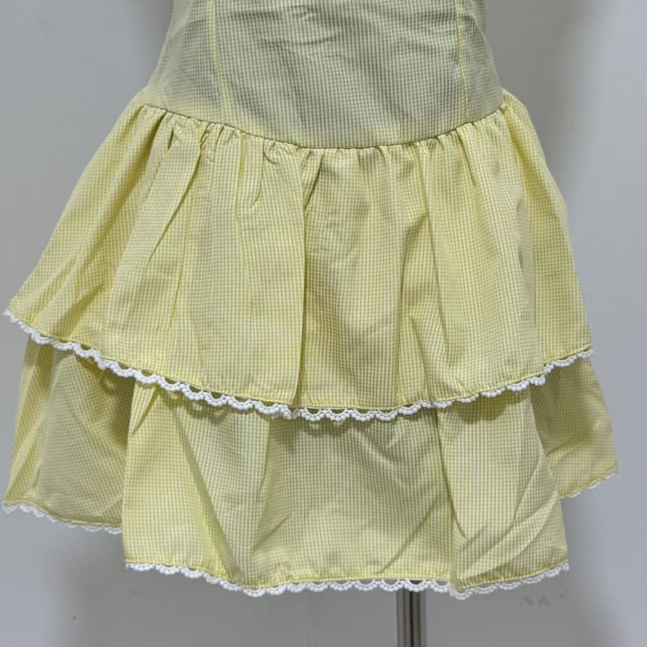 Ruffled Voluminous Polka-Dot Spaghetti-Strap Dress