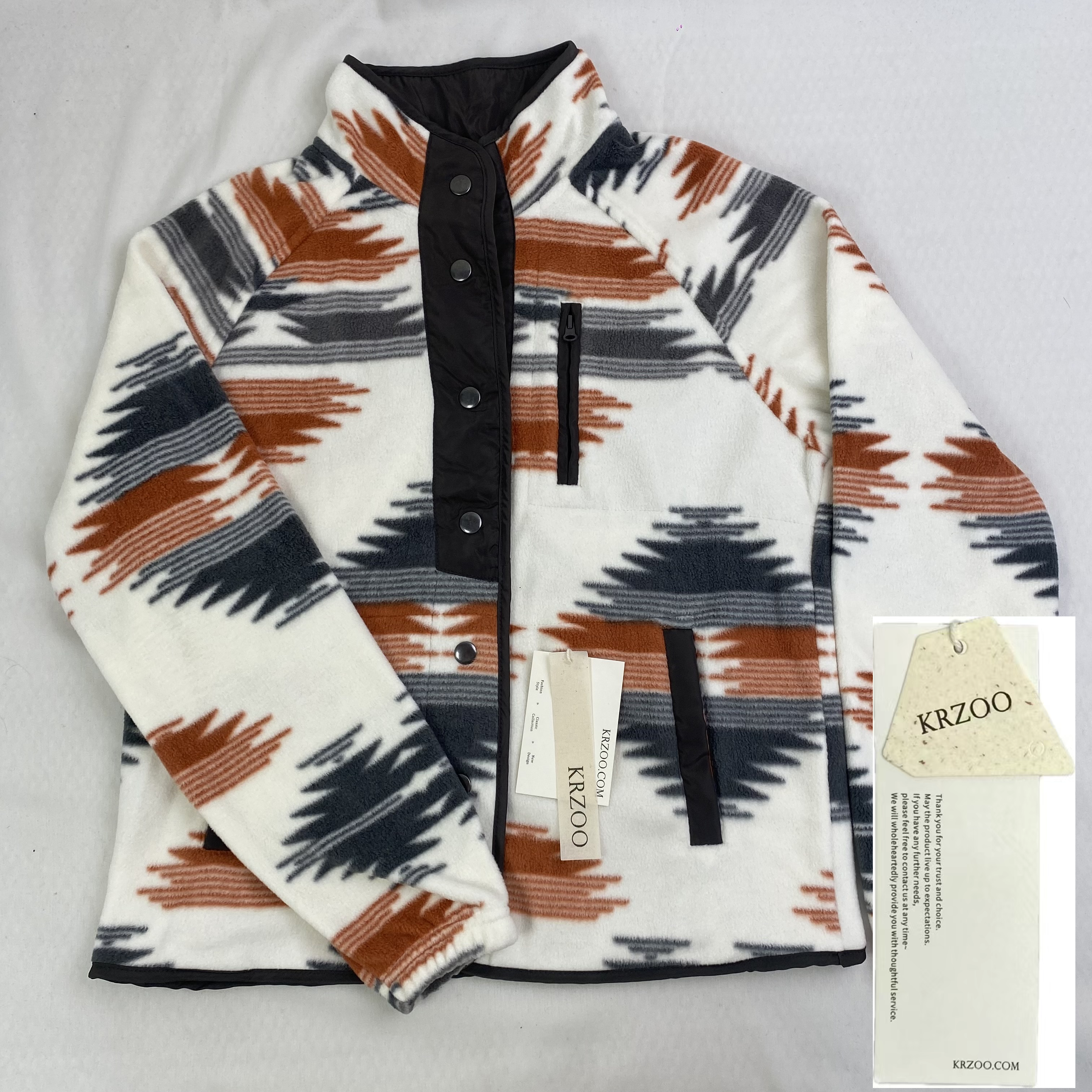 Jacket with plush geometric pattern coat