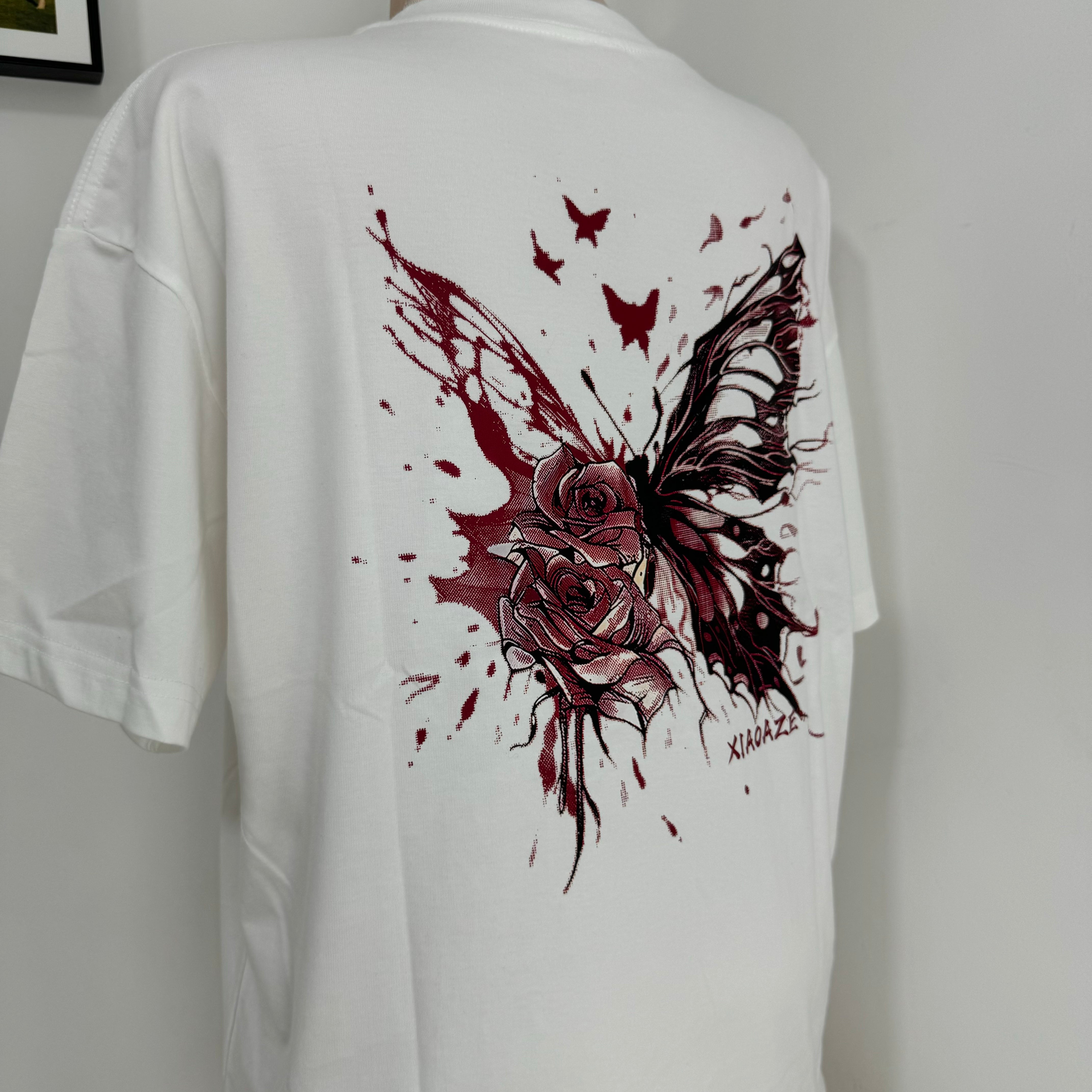 Loose-Fit Short-Sleeve Top with Butterfly Print