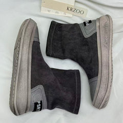 Elastic thick-soled short boots with soft bottom