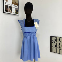 Square Neck Pleated Dress