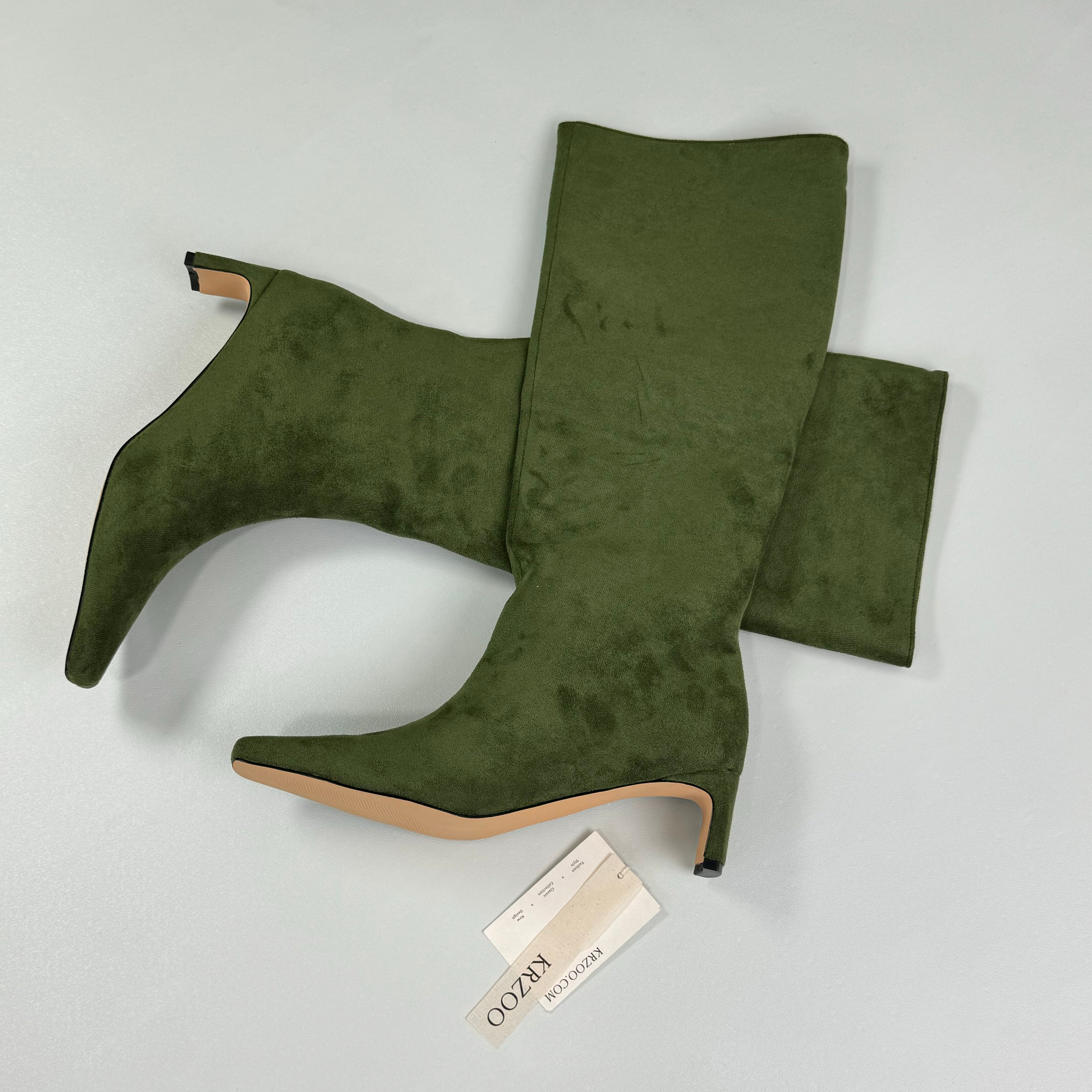 Round-toe low-heeled high boots