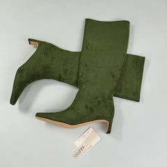 Round-toe low-heeled high boots