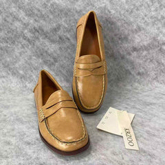 Brown thick-soled business shoes