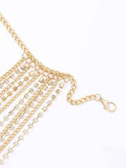 Stylish Bikini Layered Body Chain Rhinestone Mini Skirt