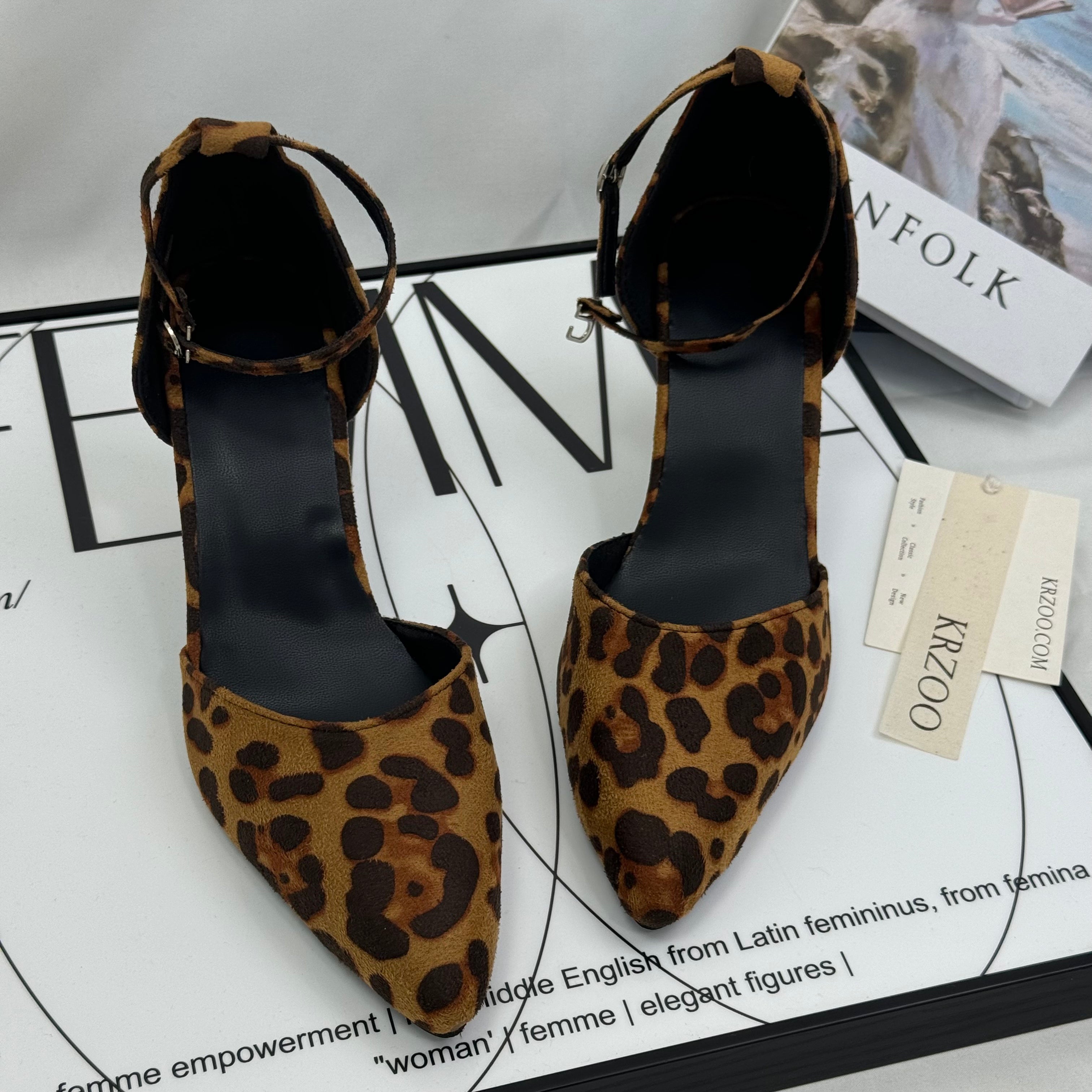 Leopard print suede platform shoes