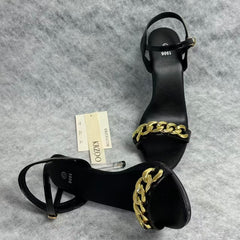 Transparent metal buckle thick heel ultra-high heel
