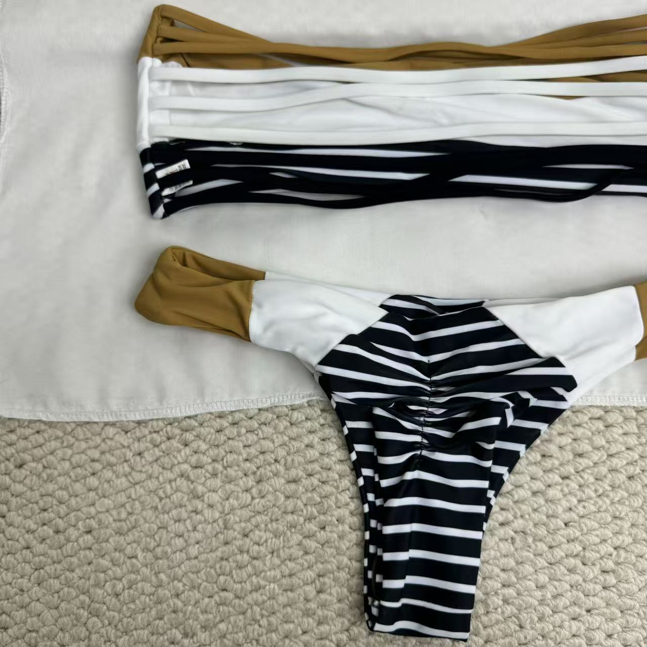 Horizontal striped swimsuit