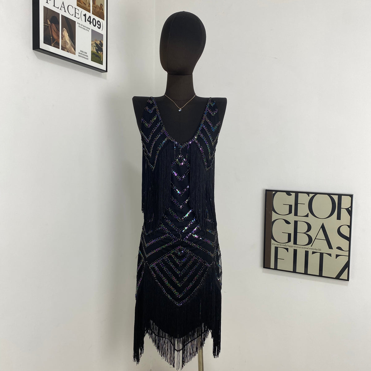 Strappy Sequined Evening Gown