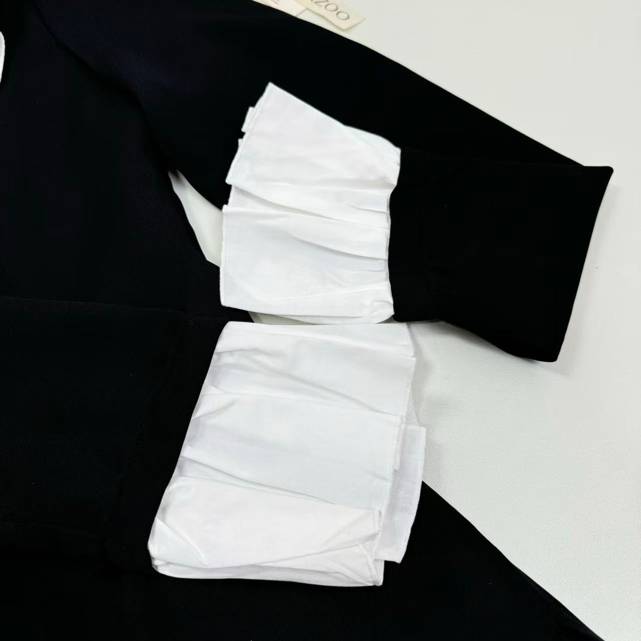 Button A-shaped fake two-piece blouse dress