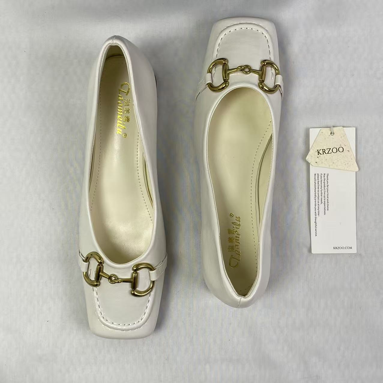 Versatile mid-heel thick-soled square-toe shoes