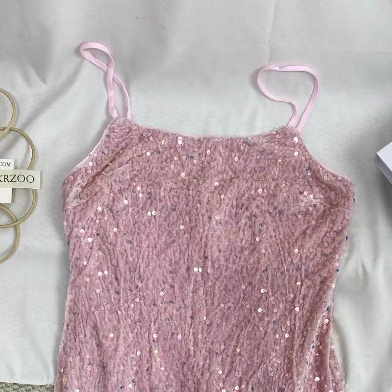Backless Sequined Glitter Dress