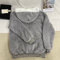 Loose-Fitting Plush Zip-Up Jacket