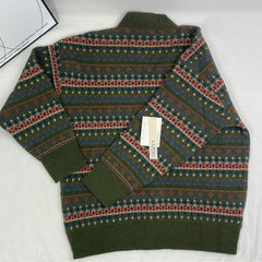 Loose color-matched collar knit cardigan sweater