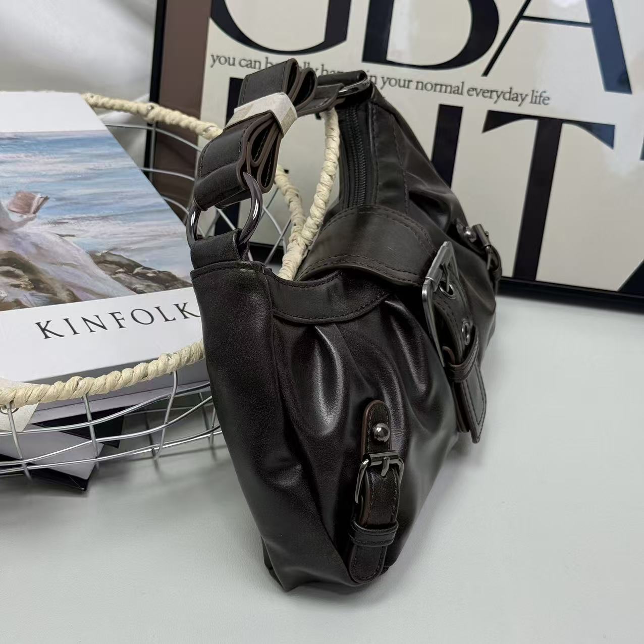 PU leather single-shoulder handbag