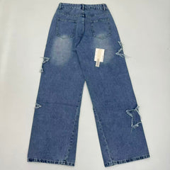 Star High-Waisted Loose Denim Pants