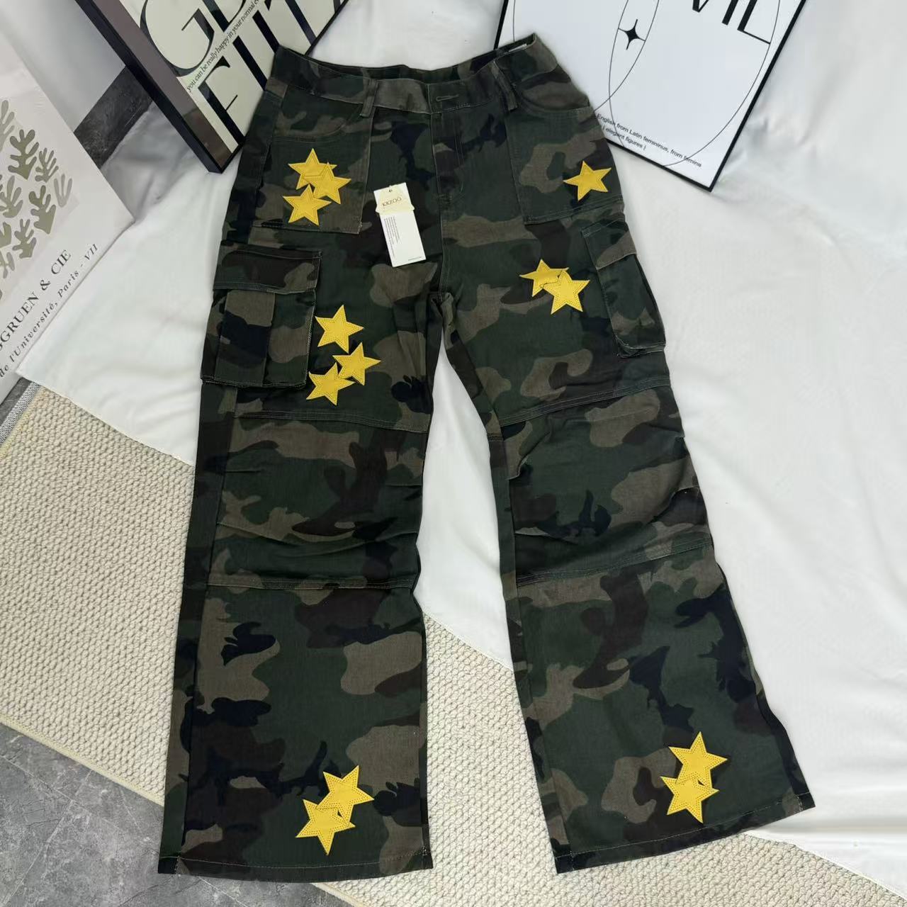 Star-Print Camouflage Utility Jeans