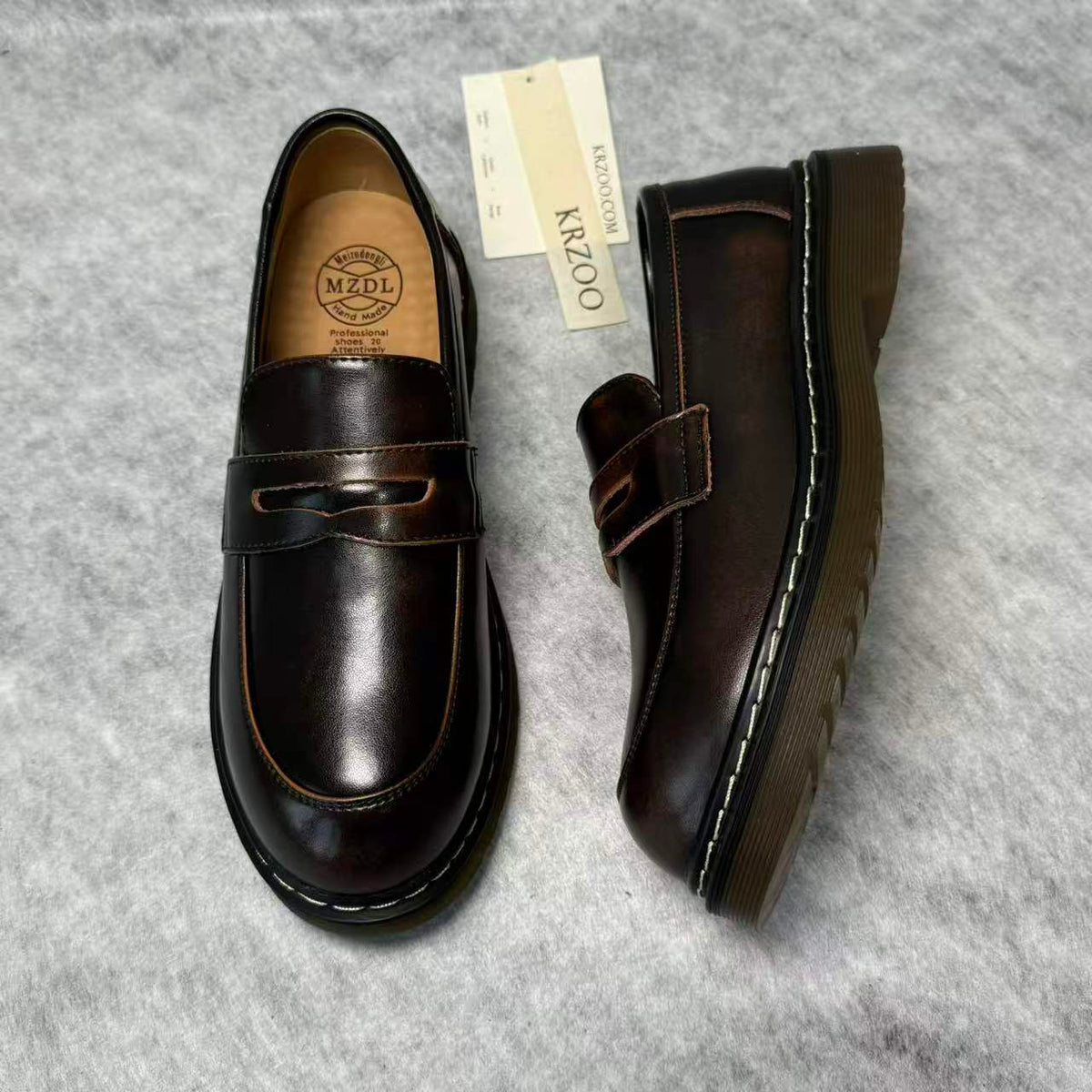 Put on flat-soled leather shoes