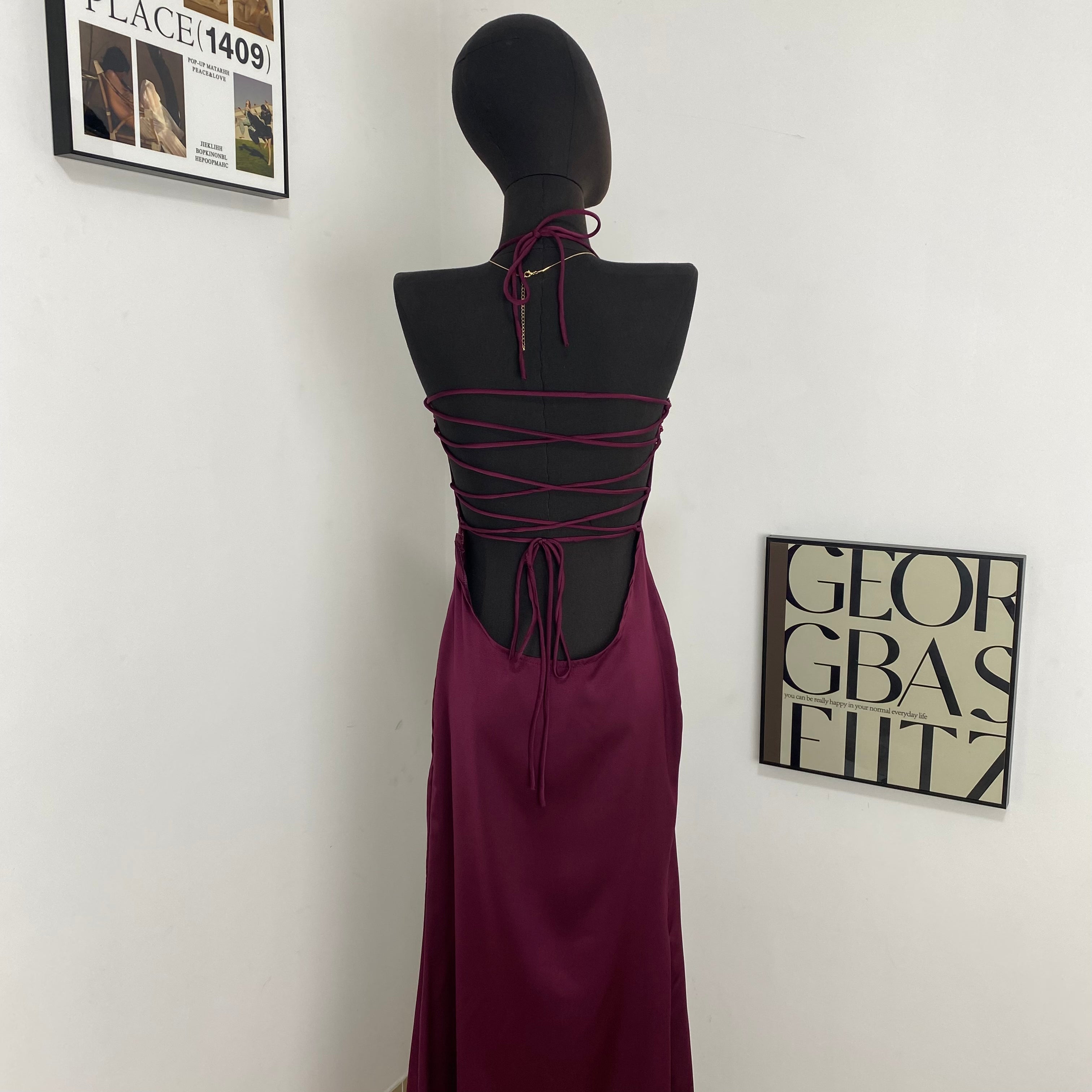 Strapless Sequined Satin Dress