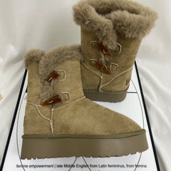 Shearling Horn-Buckled Snow Boots