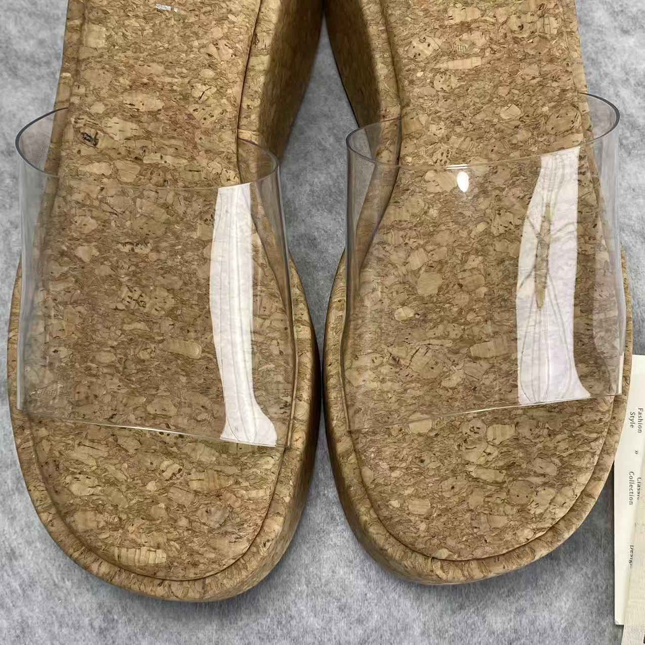 High-heeled wedge transparent flip-flops