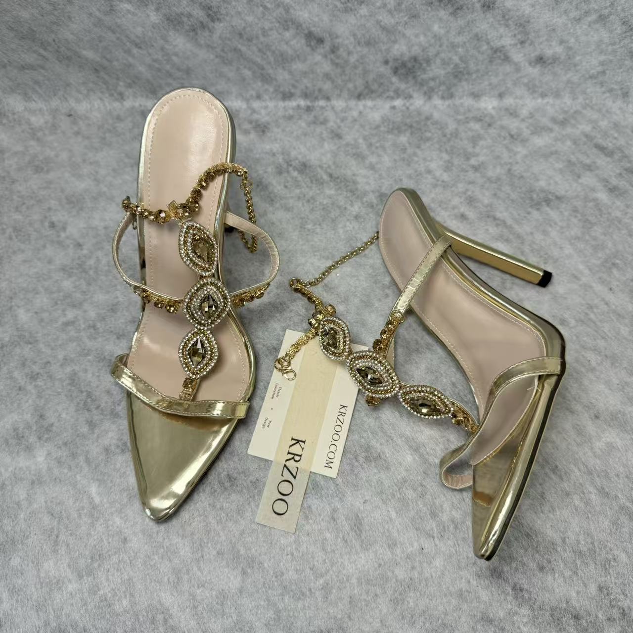 Beaded crystal heel stiletto shoes