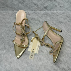 Beaded crystal heel stiletto shoes