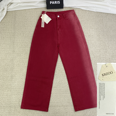 Heavy-duty gradient red stripe denim wide-leg pants