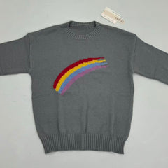 Rainbow Stripes Loose-Fitting Pullover Sweater