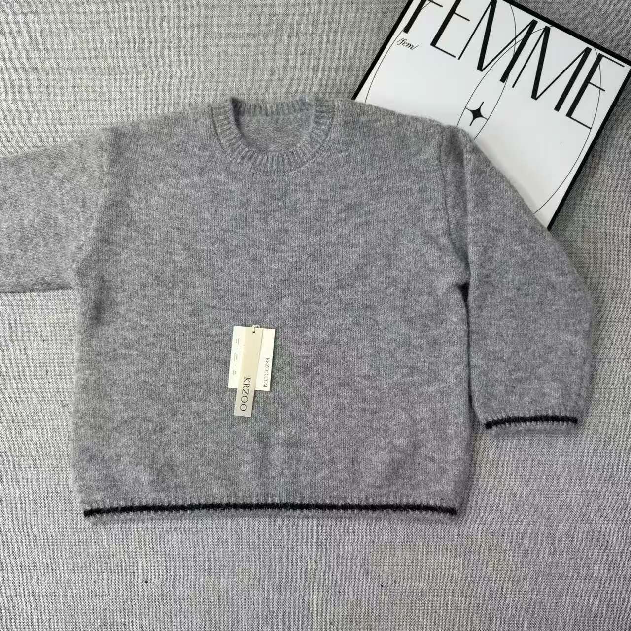 Wool blend pullover knit sweater
