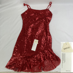sequined strapless ruffled dress