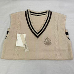 College-style knitted pullover vest