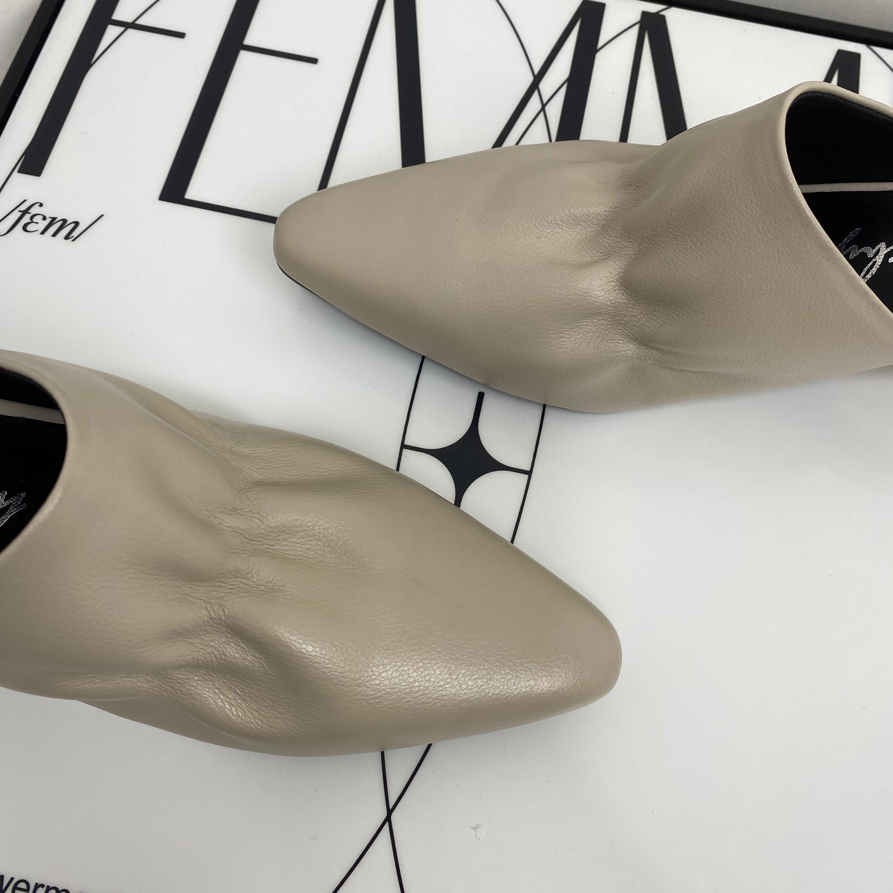 Soft Leather Closed-Toe Slippers