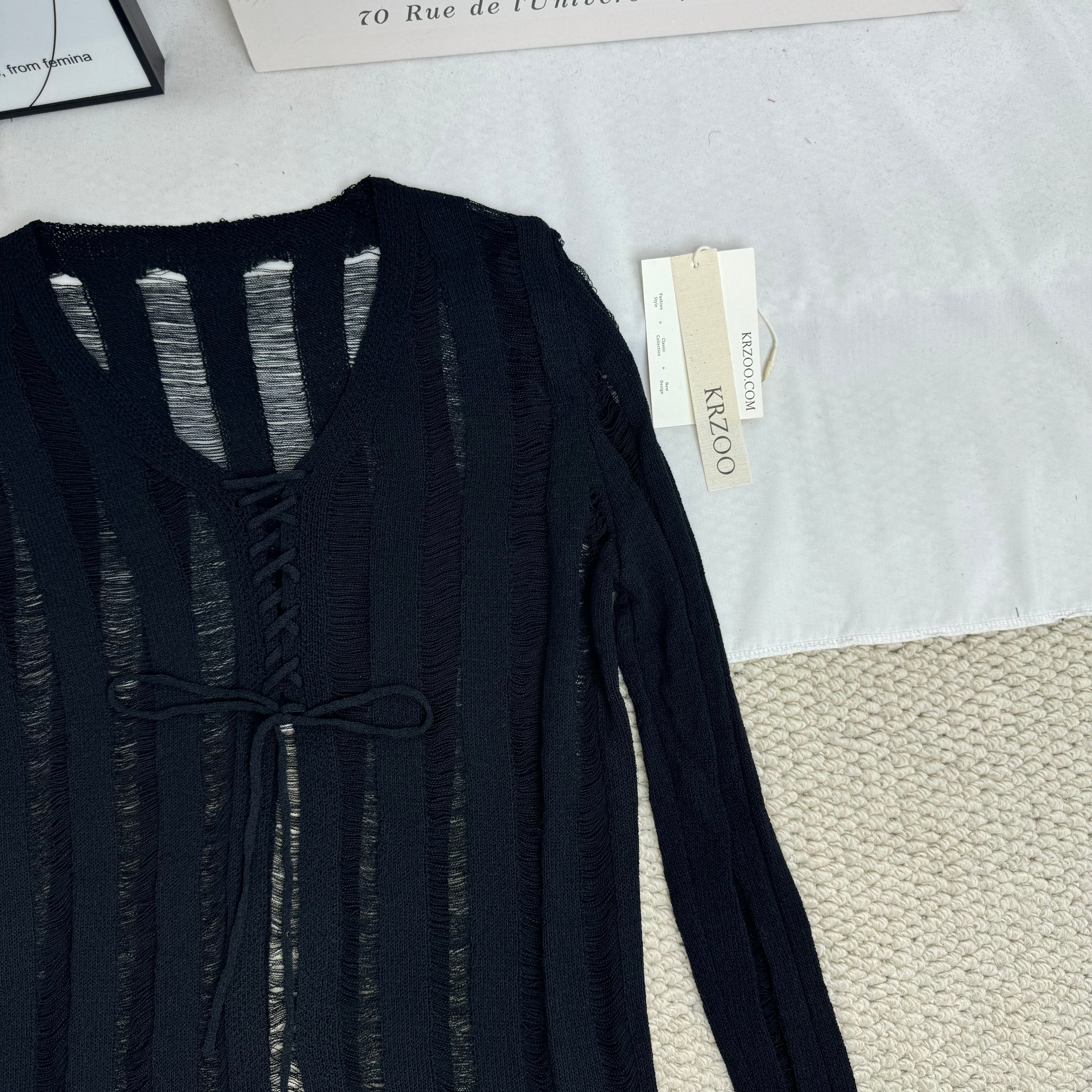 V-Neck Tie-Up Cutout T-Shirt